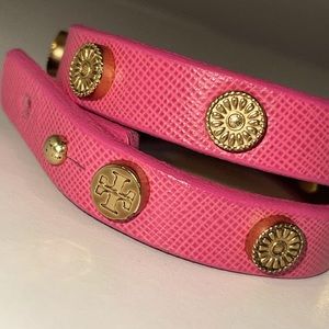 Pink Tory Burch vintage sunflower bracelet.